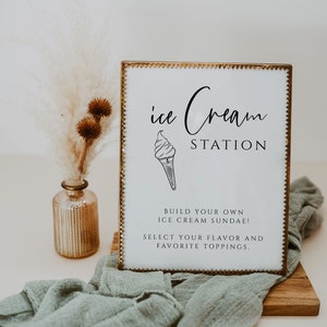Ice Cream Bar Sign Printable, Baby Shower Sign, Bridal Shower Ice Cream Sign, Ice Cream Sundae Bar Sign, Modern Minimalist Sign