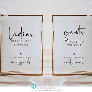 Ladies Bathroom Sign, Gentlemen Bathroom Sign, Printable Basket Sign, Ladies Help Yourself, Ladies and Gentlemen Baskets 5x7, 8x10, Britney image 1