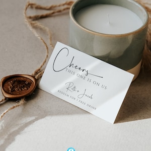 Drink Ticket Template, Cheers tag, Minimalist Drink Ticket, Modern Wedding Drink Ticket, Free Drink Voucher, This One&#39;s On Us, Britney