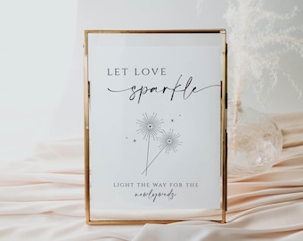 Let Love Sparkle Minimalist Sign, Sparkler Wedding Sign, Modern Send Off Sign, Sparklers Printable, Sparklers Sign, Multiple Sizes, Heather