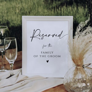Reserved Wedding Table Signs for the Bride and Groom&#39;s Families, Set of Reserved Wedding, Reserved Table Wedding Sign Set, Heather
