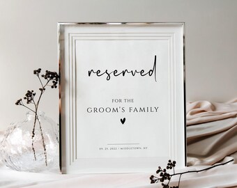 Reserved Wedding Table Signs for the Bride and Groom's Families, Set of Reserved Wedding, Reserved Table Wedding Sign Set, Britney