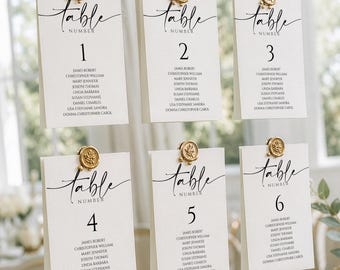 Wedding Seating Chart Cards Template, 3x5 Table Seating Cards, Editable Wedding Seating Plan, Modern Calligraphy, Templett Download, Heather