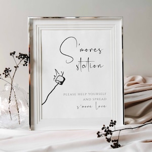 Roast a Marshmallow and Party S&#39;more, Smore Bar Sign, S&#39;more Station, Minimalist S&#39;more Wedding Sign Template, Modern Wedding Sign, Britney