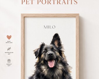 Custom Dog Portrait from Photo, Personalized Watercolor Dog Portrait, Dog Memorial Gift, Dog Lover Gift, Digital Download