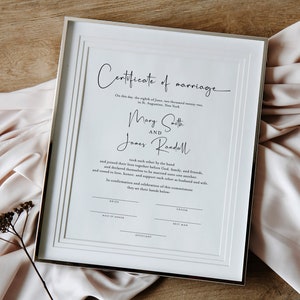 Elegant Calligraphy Marriage Certificate Template, Wedding Keepsake Certificate of Marriage, Modern Wedding Handfasting Certificate, Britney