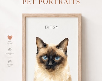 Watercolor Pet Portrait from Photo, Custom Cat Portrait, Personalized Pet Painting, Fine Art Pet Portrait, Digital Download