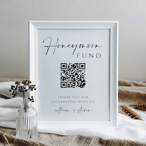 Honeymoon Fund QR Code Sign, Wedding Honeymoon Fund Sign, Venmo QR Code Wedding Sign, Wedding QR Code, Share the Love, Heather