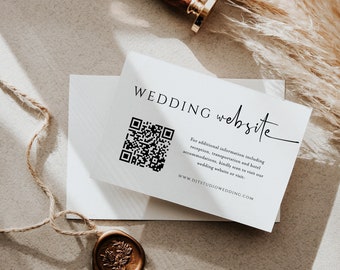 QR Code Wedding Website Card, Minimalist Wedding Insert, Modern Wedding Website Card, Editable Invitation Insert Card, Britney
