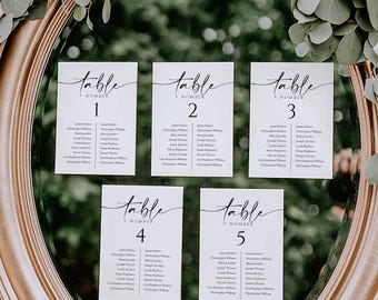 5x7 Wedding Seating Chart Template Calligraphy, Table Seating Chart Printable, Elegant Seating plan, Template seating chart, Heather