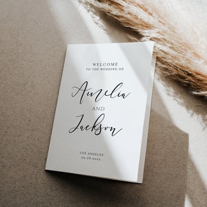 Bi-Fold Program Template, Order Of Service, Wedding, 100% Editable, Instant download, Folded Booklet, Wedding Itinerary, Catherine