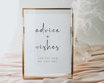 Minimalist Wedding Advice Card Printable, Editable Template, Well Wishes for Bride and Groom, Newlywed Advice, Marriage Advice, Britney