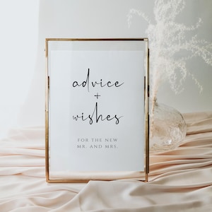 Minimalist Wedding Advice Card Printable, Editable Template, Well Wishes for Bride and Groom, Newlywed Advice, Marriage Advice, Britney