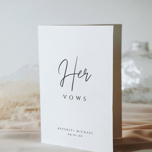 His and Her Wedding Vow Template, Personalized Vow Booklet, Custom Wedding Vows, Wedding Vow Cover, Mr And Mrs, Instant Download