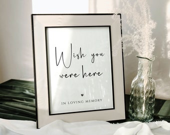 In Loving Memory Sign, Wish You Were Here Sign, Modern Minimalist Wedding Signage, Wedding Remembrance, Memorial, Britney