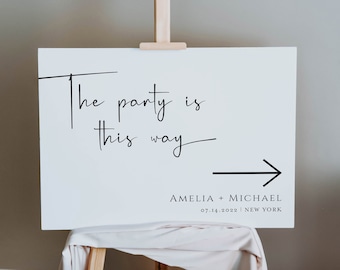 Wedding Direction Sign Template, Direction Arrow Sign, Minimalist Wedding Direction Sign, Modern Wedding Arrow Sign, Britney