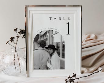 Arched Table Numbers, Wedding Photo Table Numbers Arch Printable 5x7