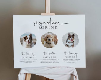 Dog Signature Drink Sign Template, Pet Printable Signature Drink Sign For Wedding, Dog Signature Cocktail Signs, Britney