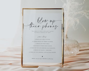 Blow Up Their Phone Sign, Wedding Photo Hunt Game, Minimalist Wedding Sign, Take Action Sign, I Spy Wedding Game, Heather