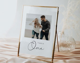 Photo Table Numbers Template, Wedding Photo Table Numbers, Modern Minimalist Table Numbers Printable, Picture Table Numbers 5x7, 4x6, Nancy