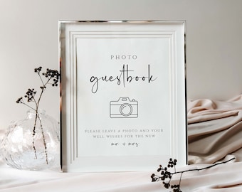 Modern Wedding Photo Guestbook Sign Template, Editable Guestbook Sign, Photobooth Sign, Printable Photo Guest Book Sign for Wedding, Britney