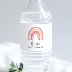 Water Bottle Label Template, Rainbow Water Bottle, Printable Water Bottle, Rainbow Water Sticker, Editable Baby Shower Water Bottle, Eva