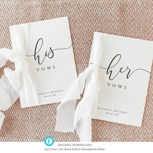His and Her Wedding Vow Template, Personalized Vow Booklet, Custom Wedding Vows, Wedding Vow Cover, Mr And Mrs, Instant Download, Catherine