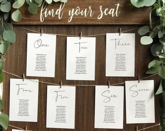 Wedding Seating Chart Template Calligraphy, table Seating Chart printable, elegant Seating plan, Editable Template seating chart, Nancy