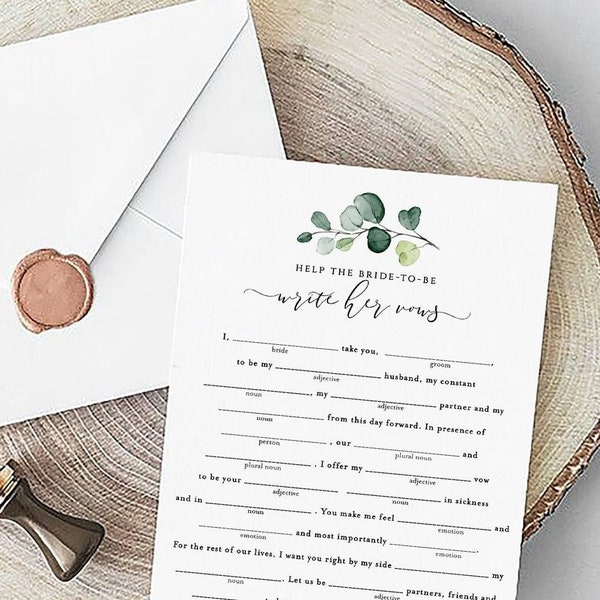 Wedding Vow Mad Libs - Etsy