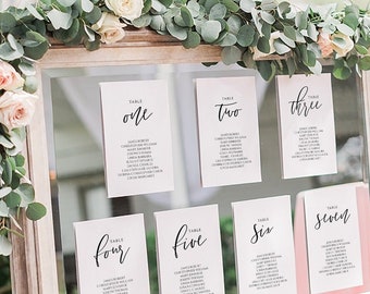 4x6 Wedding Seating Chart Template Calligraphy, Table Seating Chart Printable, Elegant Seating plan, Template seating chart Editable