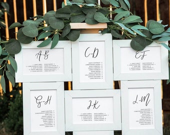 4x6 Alphabetical Seating Chart Template Calligraphy, Seating Chart horizontal, Seating plan, table Seating Chart vertical, Templett