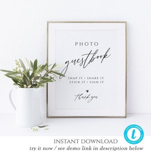 photo guestbook Sign Template, Printable guestbook Cards, guest book Sign, photo guestbook Calligraphy Card Reception Sign, Helen