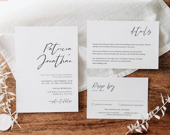 Wedding Invitation Template, Invitation Suite, Wedding Invites, Custom Invitations, RSVP Cards, Wedding Details Card, Wedding Bundle