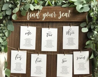 5x7 Wedding Seating Chart Template Calligraphy, table Seating Chart printable, elegant Seating plan, Template seating chart, Templett