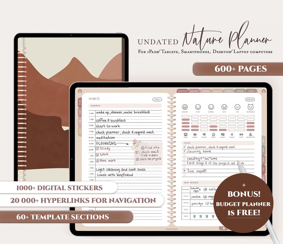 Undated Digital Planner, ADHD Digital Planner, Goodnotes Planner iPad ...