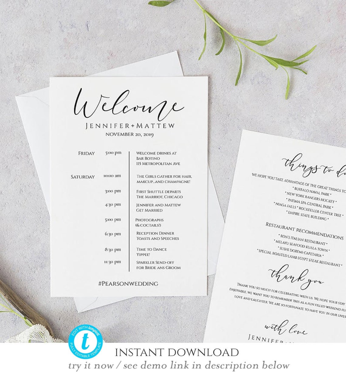 Printable Wedding Itinerary Template Wedding Weekend - Etsy