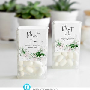Greenery Mint Label Template, Wedding or Bridal Shower Mint Favor Sticker, Greenery mint to be label, editable greenery label