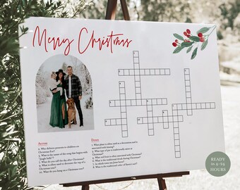Christmas Crossword Game, Personalized Puzzle Game, Personalized Crossword, Minimalist Sip and Solve, Merry Christmas Puzzle, Heather