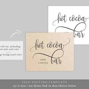 Hot Cocoa Bar Sign, Coffee Bar Sign, Editable Hot Cocoa and Coffee Bar ...