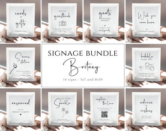 Minimalist Wedding Signs Bundle, 14 Modern Wedding Signs Template, Minimalist Wedding Signs, Reception Signage Bundle, Boho Signs, Britney