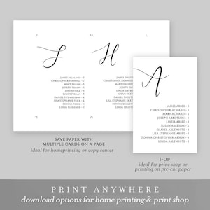 5x7 Alphabetical Seating Chart Template, Table Seating Chart Printable ...