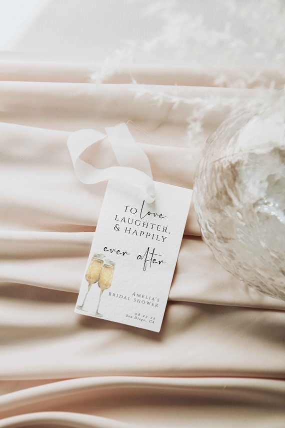 Happily Ever After Tag, Brunch and Bubbly Favor Tags, Boho Bridal Shower Favor Tag, Rehearsal Dinner Tag, Champagne Tags, Britney
