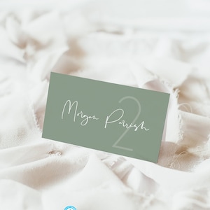 Sage Green Place Card, Minimalist Place Card, Wedding Place Cards Printable, Table Name Card, Templett Place Card, Reserved Card