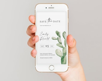 Cactus Save The Date Template, Calender Save the Date Invite, Cactus Electronic Invite, Text Invite, Virtual Phone Save The Date