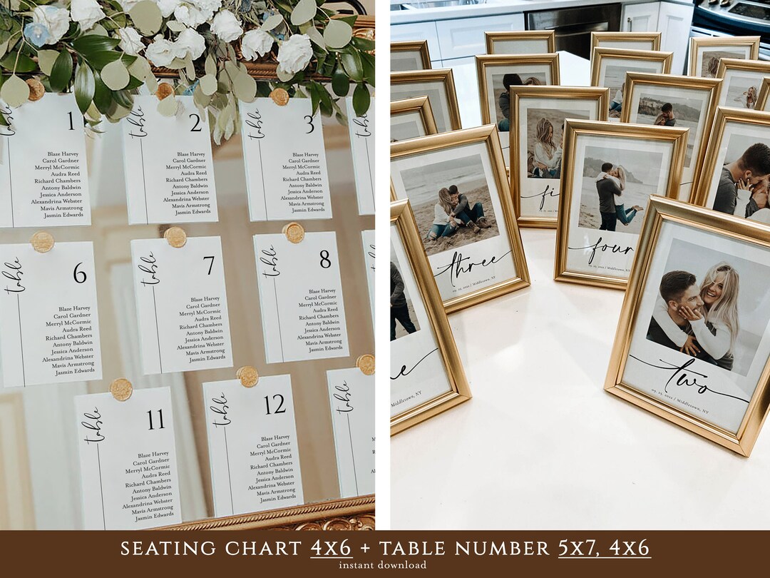 4x6 Seating Chart Template, Photo Table Number, Seating Chart Printable