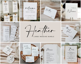 Modern Wedding Bundle, Large Invitation Bundle, Big Invitation Bundle, Editable Wedding Sign Template, Ultimate Wedding Bundle, Heather