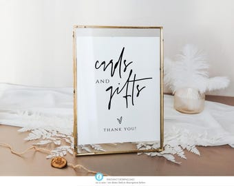 Modern Cards and Gifts Wedding Sign Template, Tabletop Cards & Gifts Sign, Wedding Reception Cards and Gifts Sign in Multiple Sizes, Ashley