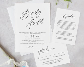 Wedding Invitation Template, Invitation Suite, Wedding Invites, Custom Invitations, RSVP Cards, Wedding Details Card, Wedding Bundle, Helen