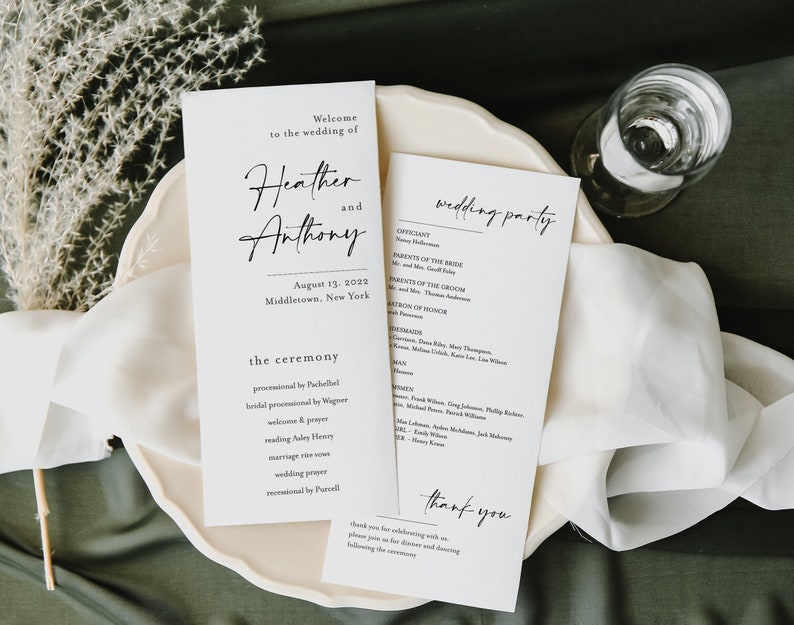 Program Note Heather's Wedding Program Template, Welcome Bag Note Template, Modern Wedding ...