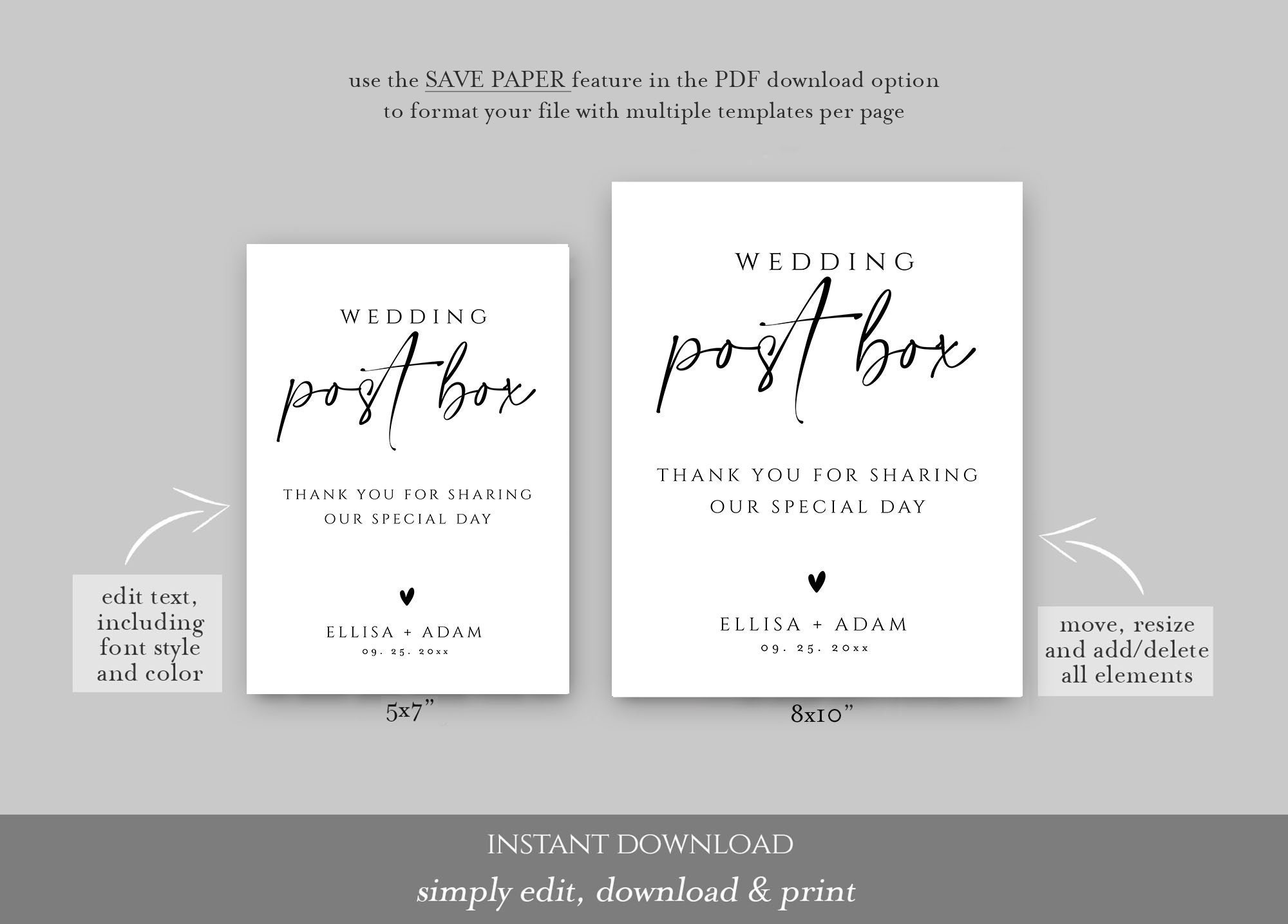 Wedding Post Box Sign Wedding Card Sign Minimalist Modern Etsy